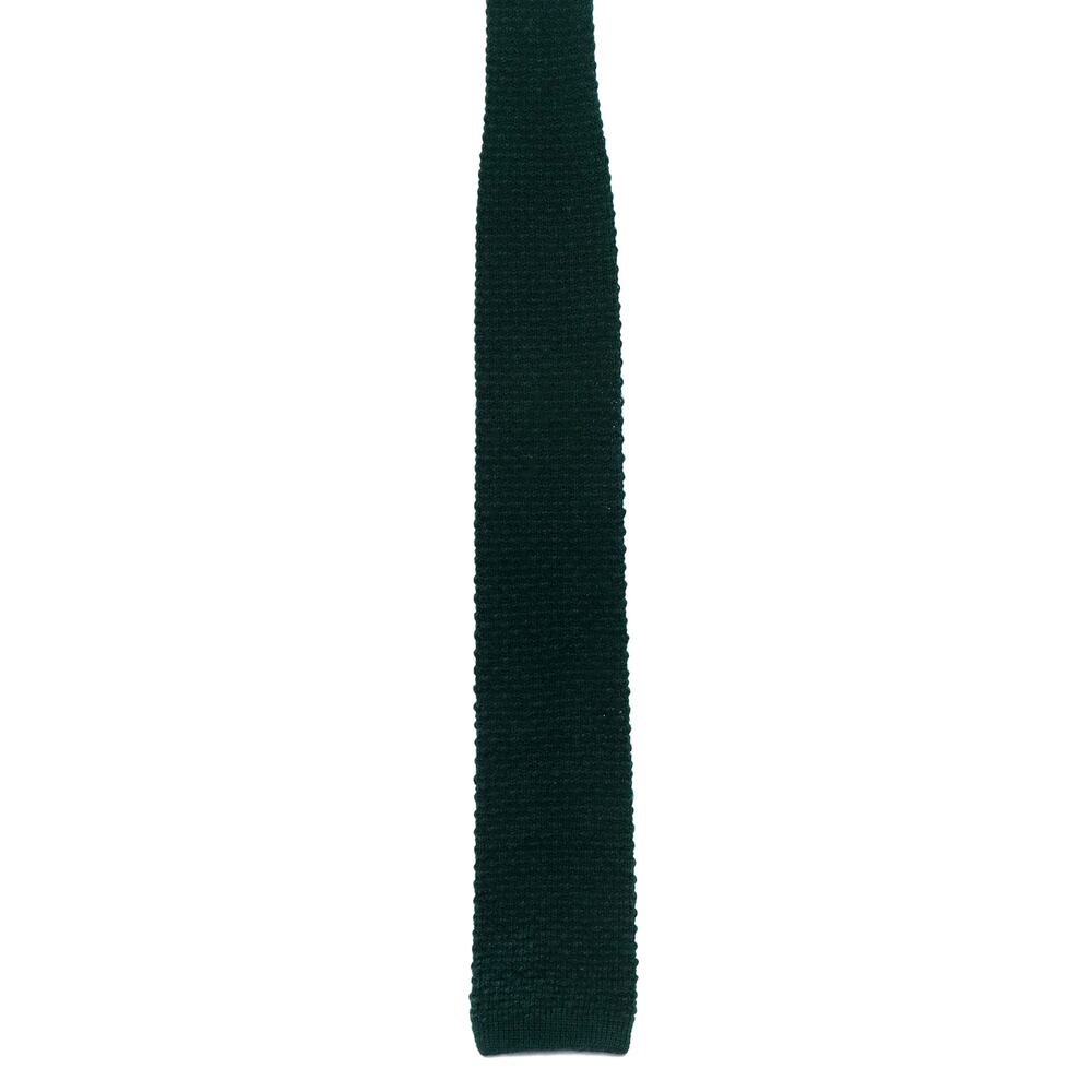 Vintage 60s Robert Talbott Hunter Green Acrylic Knit Square End Tie 3” x 56”